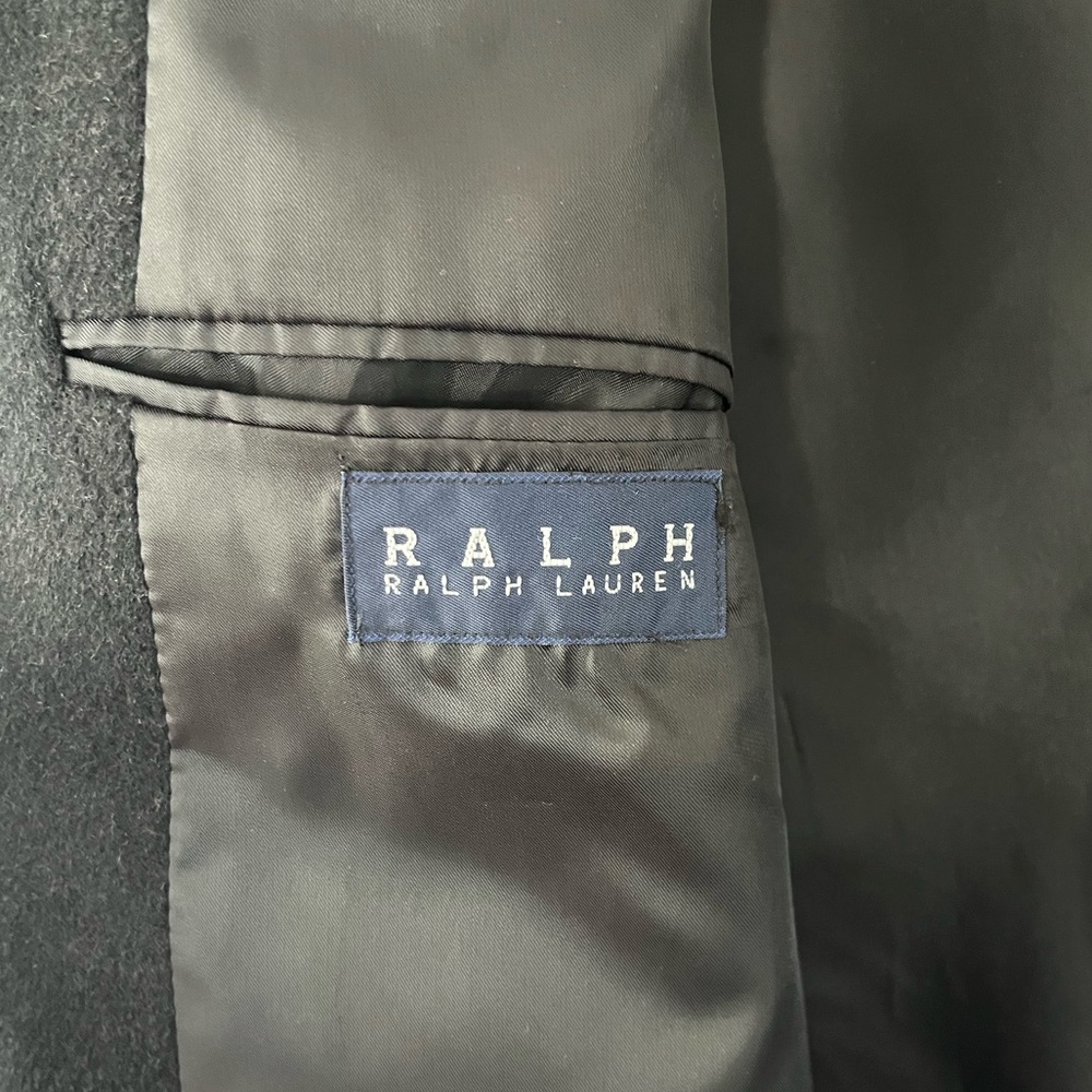 Ralph Ralph Lauren Men's Long Overcoat Top Coat Black Wool Cashmere Size L - Picture 5 of 6